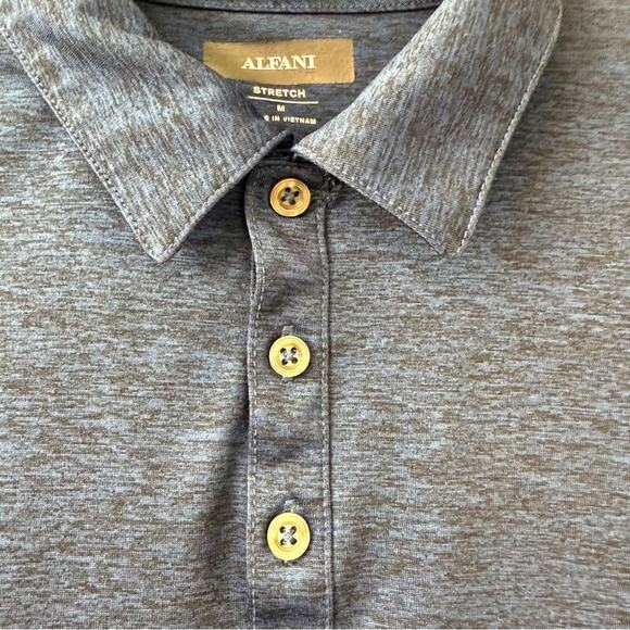 Alfani Stretch Blue Polo Shirt Classic Versatile Wardrobe Staple Marled Knit - Picture 3 of 15